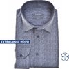 Ledub modern fit overhemd - mouwlengte 72 cm - popeline - donkerblauw dessin - Strijkvriendelijk - Boordmaat: 42