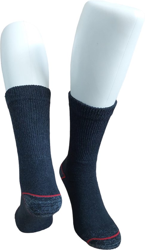 Primair – Outdoor sokken – 4 paar – Antraciet – Maat 39/42 – Met versterkte hak en teen en badstof voet