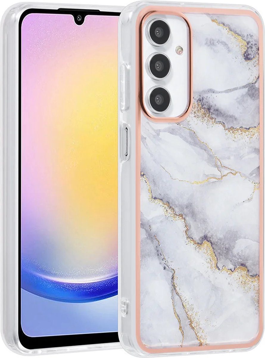 TPU Back Cover hoesje - Marble Wit - Geschikt voor: Samsung Galaxy A25