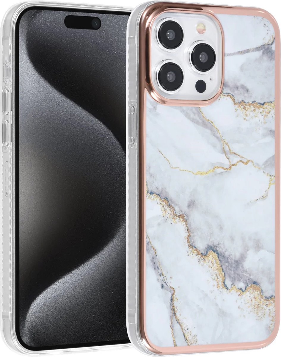 TPU Back Cover hoesje - Marble Wit - Geschikt voor: iPhone 15 Pro