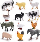 dieren 12 stuks mini-boerderij, dierenfiguren, speelgoed, dieren, boerderijfiguren, dierenfiguren, safari, dieren, figuren voor paaseieren, vulpen, verjaardag, dier, thema, feestbenodigdheden (C)