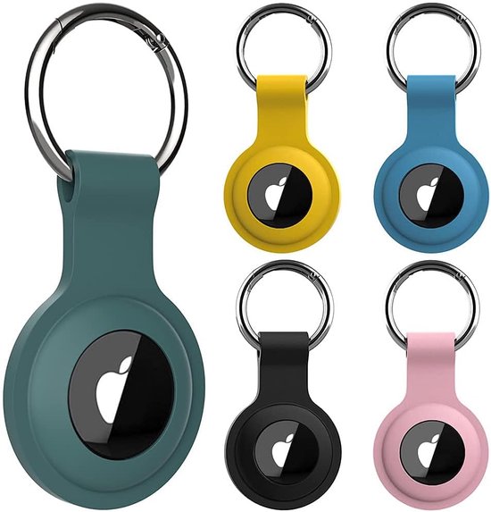 PESTON [5-pack] AirTag-houder - Siliconen hoes voor AirTag-sleutelhanger voor sleutels, tassen, bagage, halsbanden voor huisdieren - anti-verloren en krasbestendig ontwerp voor Apple Air Tags 2021