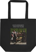 Hans Holbein de Jongere 'De gezanten' ("The Ambassadors") Beroemde Schilderij Tote Bag | 100% Katoenen Tas | Kunst Tote Bag | Zwart