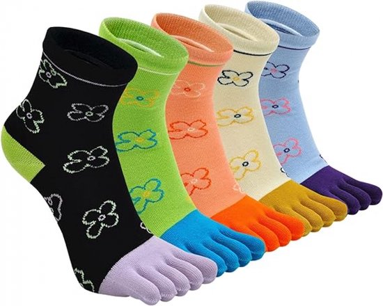 Teensokken - Women's - teen sokken - toe socks - toesocks - dames - 5 paar - Yoga sokken - Gladde Teennaad - Geen vervelende naden - Runner teensokken - 5 paar - Yoga sokken