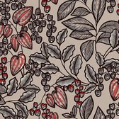 Papier peint à Fleurs Profhome 377543-GU papier peint intissé lisse à motif floral mat marron gris rouge noir 5,33 m2