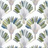 Natuur behang Profhome 377081-GU vliesbehang glad met bloemmotief mat groen wit blauw grijs 5,33 m2