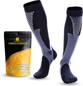 Chaussettes de compression - Chaussettes de compression avec 20-30 mmHg - Chaussettes de sport de Chaussettes de course - pour homme / femme - Taille S/ M - Zwart