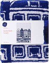 Bol.com Heinen Delfts Blauw - Keukendoek 'Huisjes' (52x62cm) aanbieding