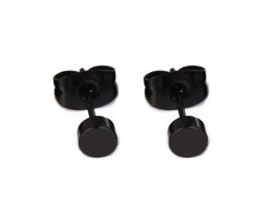Plux Fashion Ronde Steker Oorbellen - Zwart - 5mm - Stainless Steel - Heren - Dames - Sieraden - Zwarte Oorbellen - Steker Oorbellen - HipHop Oorbellen - Sieraden Cadeau - Luxe Style - Duurzame Kwaliteit - Moederdag Cadeau