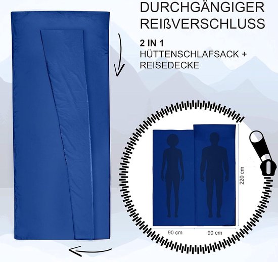 XL 2-in-1 Katoenen Slaapzak en Tweepersoons Lichtgewicht Reislaken met Reistas Slaapzak — afbeelding 3