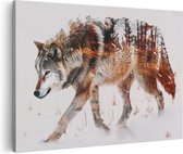 Artaza Canvas Schilderij Wolf die in de Sneeuw loopt - 60x40 - Wanddecoratie - Foto Op Canvas - Canvas Print
