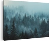 Artaza Canvas Schilderij Mistig Bos - 30x20 - Klein - Foto Op Canvas - Canvas Print