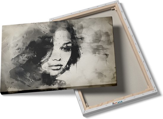 Artaza Peinture sur toile Portrait d'une femme en Zwart et Wit – 30 x 20 – Klein – Photo sur toile – Impression sur toile