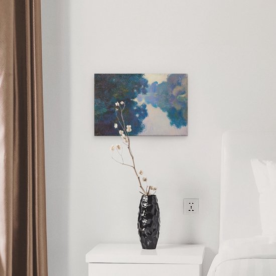 Artaza Canvas Schilderij Kunstwerk van Rivier en Bomen - Landschap - 30x20 cm - Klein - Wanddecoratie Woonkamer - Schilderijen - Muurdecoratie