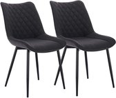 Rootz Set van 2 eetkamerstoelen - keukenstoelen - moderne zitplaatsen - comfortabel, duurzaam, gemakkelijk schoon te maken - kunstleer - 85,5 cm x 46 cm x 40,5 cm