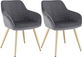 Rootz fluwelen eetkamerstoelen - stoelen met gouden poten - elegante zitplaatsen - comfortabel, duurzaam, eenvoudige montage - 43 cm x 55 cm x 81 cm