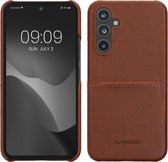 kwmobile Back cover geschikt voor Samsung Galaxy A54 5G - Telefoonhoesje in lichtbruin - Hoesje met pasjeshouder - Hoes van imitatieleer en kunststof