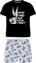 Bugs Bunny shortama/pyjama katoen zwart/grijs maat 128