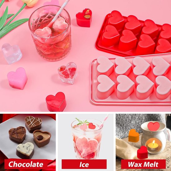 Selecto Bake - Moule à chocolat en silicone en forme de mini 55 cœurs rose