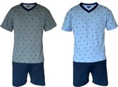 Outfitter Heren Shortama's - 2-pack - groen en blauw - palmboompjes print - maat XL