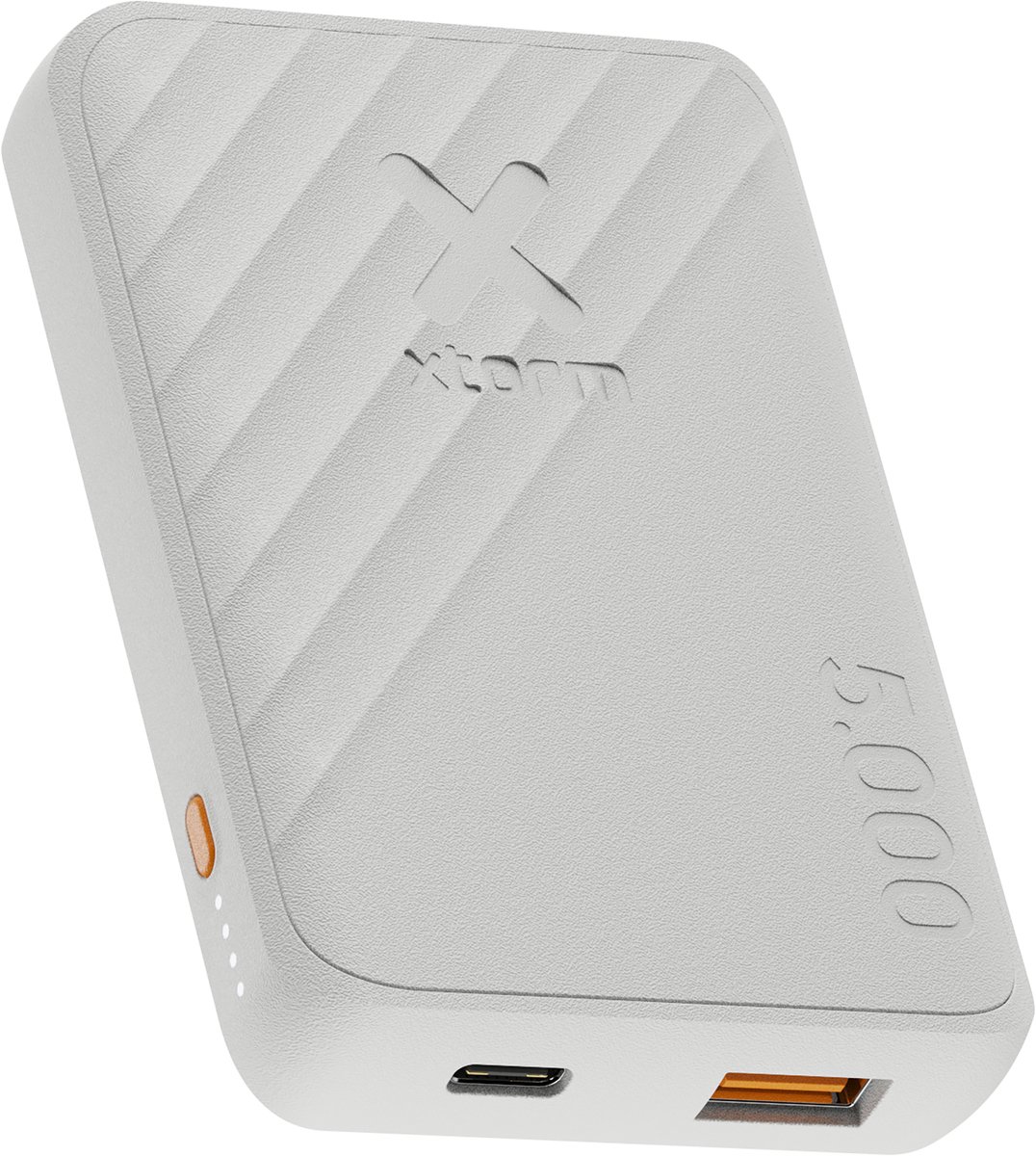 Xtorm Go2 Powerbank - 5.000mAh - Dubbele poorten - Krachtige powerbank - Duurzame technologie - Compatibel met iPhone en Samsung - Ash White