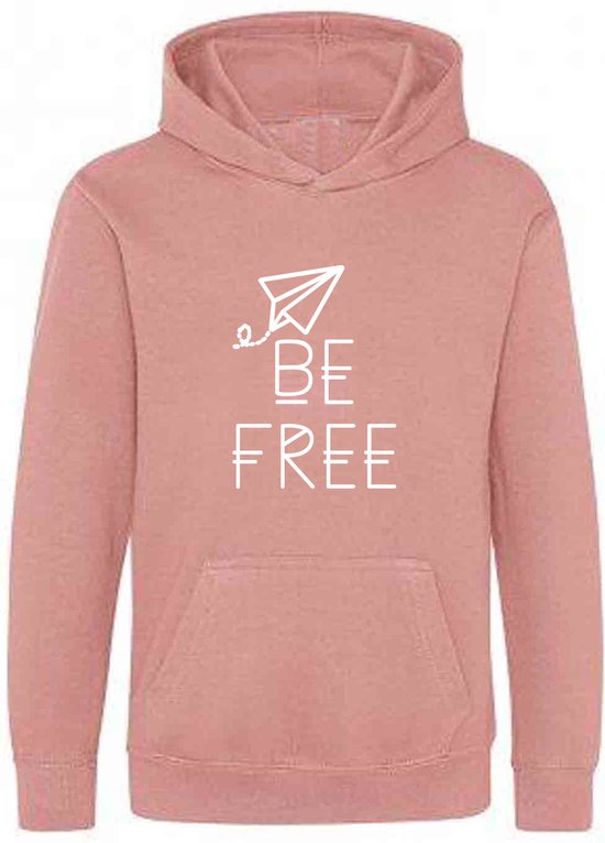 Be Friends Hoodie - Be free - Kinderen - Roos - Maat 9-11 jaar