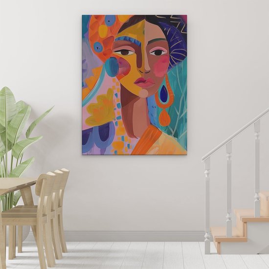 Artaza Peinture sur toile représentant une femme dans un turban coloré - 90 x 120 - Décoration murale - Photo sur toile - Impression sur toile