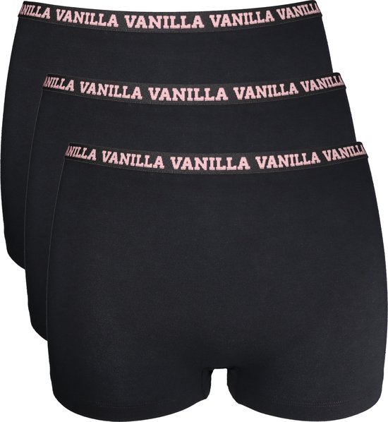 Vanilla - Dames boxershort, Ondergoed dames, Lingerie - 3 stuks - Egyptisch katoen - Zwart - S