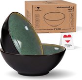 Kom van keramiek 20 cm groen 1000 ml soepkom saladekom met glazuurfouten Schalen set