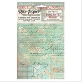 Stamperia Brocante Antiques - Rice Paper Backgrounds 8 printed rice papers A6