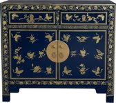 Fine Asianliving Chinese Kast Midnight Blauw Vlinders Handbeschilderd - Orientique Collectie B90xD40xH80cm Chinese Meubels Oosterse Kast