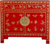 Fine Asianliving Chinese Kast Lucky Rood Vlinders Handbeschilderd - Orientique Collectie B90xD40xH80cm Chinese Meubels Oosterse Kast