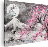 Tableau Toile Déco - Fleurs De Cerisier Japonais Paysage Naturel - 50x70 Cm Sans Cadre - Impression Haute Qualité Pour Salon, Chambre, Bureau
