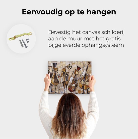 Artaza Canvas Schilderij Groep Muzikanten - 40x30 cm - Klein - Wanddecoratie Woonkamer - Schilderijen - Muurdecoratie