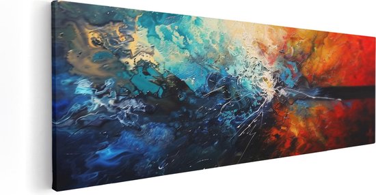 Artaza Canvas Schilderij Abstract Kunstwerk van een Kleurrijke Explosie - 120x40 - Wanddecoratie - Foto Op Canvas - Canvas Print