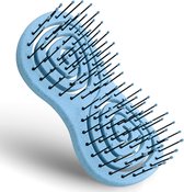 Ninabella® Mini Bio haarborstel zonder trekken, professionele ontwarrende borstel, unieke deanglerborstel met spiraalveer, blauw