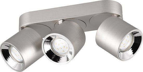 LED Plafondlamp - Plafondverlichting - Trion Pinati - GU10 Fitting - 3-lichts - Rond - Mat Nikkel - Metaal