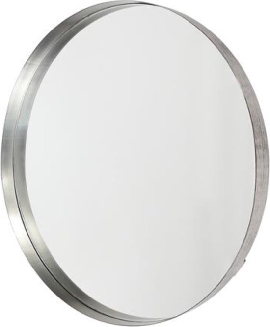 LM-Collection Terrence Spiegel - Ø 50x5cm - Grijs - Glas/Metaal - spiegel goud, wandspiegel, wandspiegel rechthoek, wandspiegel industrieel, wandspiegel zwart, wandspiegel rond, wandspiegels woonkamer, decoratiespiegel, spiegel rond,