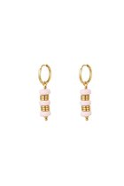 Bungelende oorbellen - #summergirls collection Pink & Gold Stainless Steel