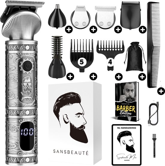 6-in-1 Baardtrimmer Mannen - Trimmer voor Baard en Lichaam - Incl. 6 opzetstukken - Bodygroomer Mannen - Bodytrimmer Heren - Tondeuse - 0.5-15MM - Neus en Oor - Multitrimmer - Haar trimmer - Trimapparaat Baard Machine - Multigroomer