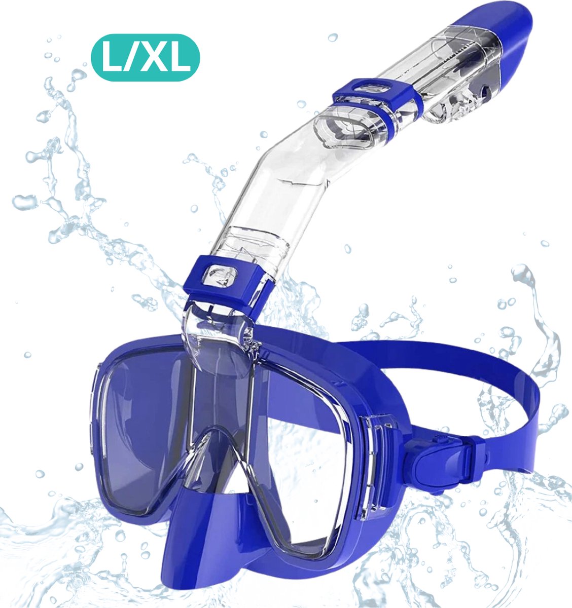 Actania Snorkelmasker - Volwassenen - Snorkel - Snorkelset - Duikbril - Full Face - L/XL - Blauw