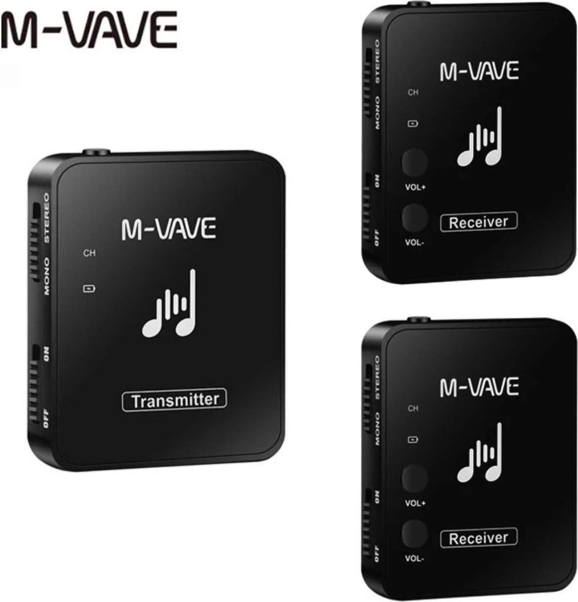 M-Vave WP-10 Draadloze Oortelefoon Monitor Set - Professionele Geluidskwaliteit, 2x Receiver, 1x Transmitter, Oplaadbaar en Volumeregeling