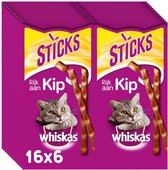 Bol.com Whiskas Sticks Kattensnack - Kip - 14 x 6 Stuks aanbieding
