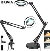 Brivia - Loeplamp met led verlichting - 8x vergrootglas met klem en voet - 3 kleurmodus met touch - verlicht vergrootglas voor lezen, knutselen en hobby