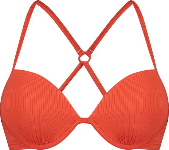 Hunkemöller Aruana rib Padded Plunge Dames Bikinitopje - Oranje - Maat C80