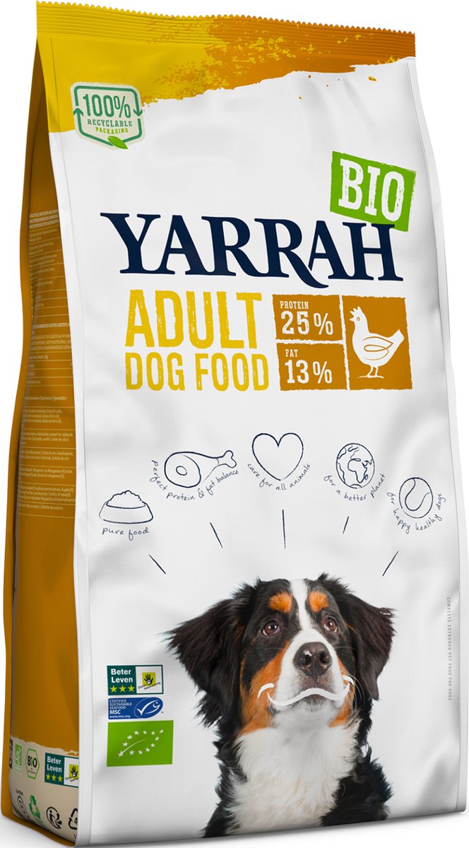 Yarrah biologisch hondenvoer met kip- Volwassen honden - 2x 2kg - Biologisch Adult hondenvoer