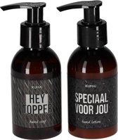 KUMAI - Giftset Hey Topper/Speciaal voor jou - handzeep en handlotion - 100 ml - zwart