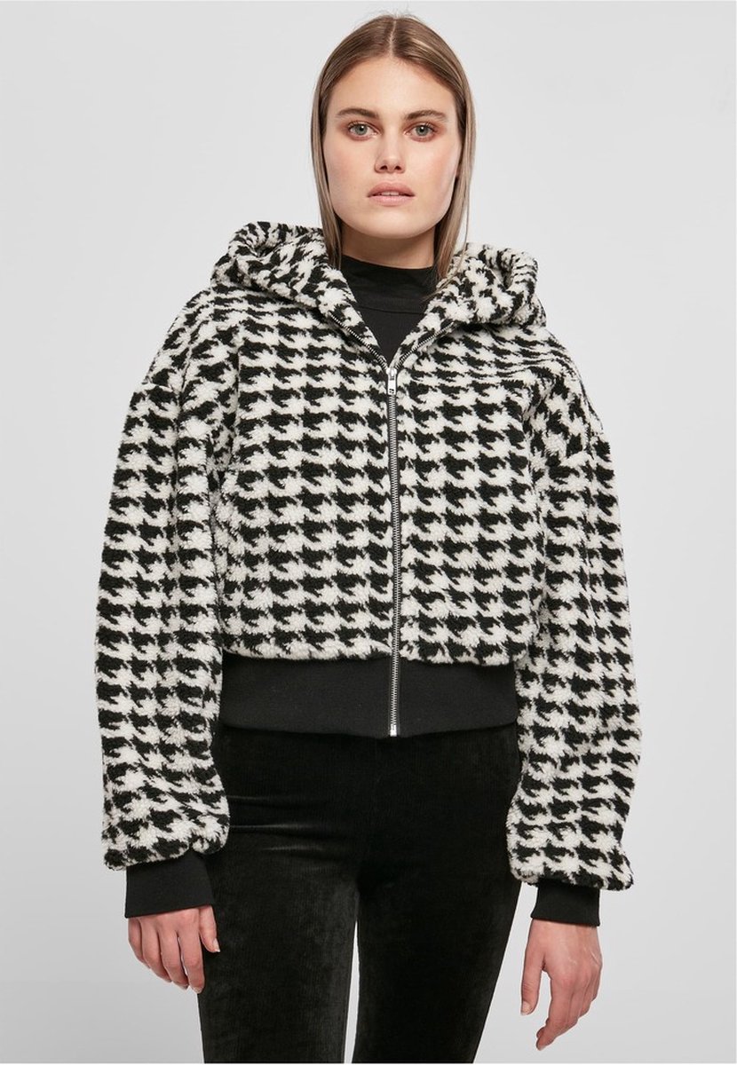 Urban Classics Short Oversized AOP Sherpa Jacket S Zwart