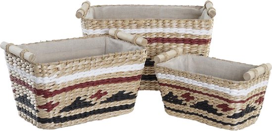 Basket spelset DKD Home Decor Polyester Koloniaal Vezel (39 x 27 x 24 cm)