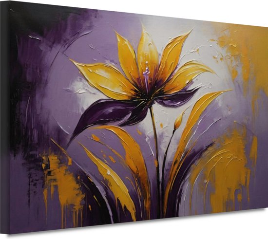 Bloem schilderij - Natuur wanddecoratie - Muurdecoratie Verf - Wanddecoratie modern - Canvas schilderijen - Kantoor decoratie 150x100 cm